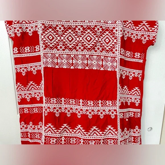 NWOT Savanna Jane Large L Red Embroidered Dress S/S Midi Boho Women’s - Picture 4 of 10